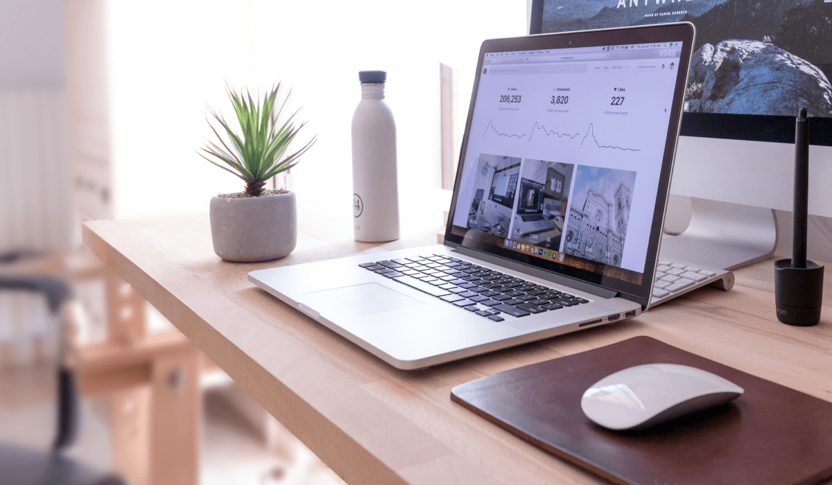 A modern workspace with a laptop